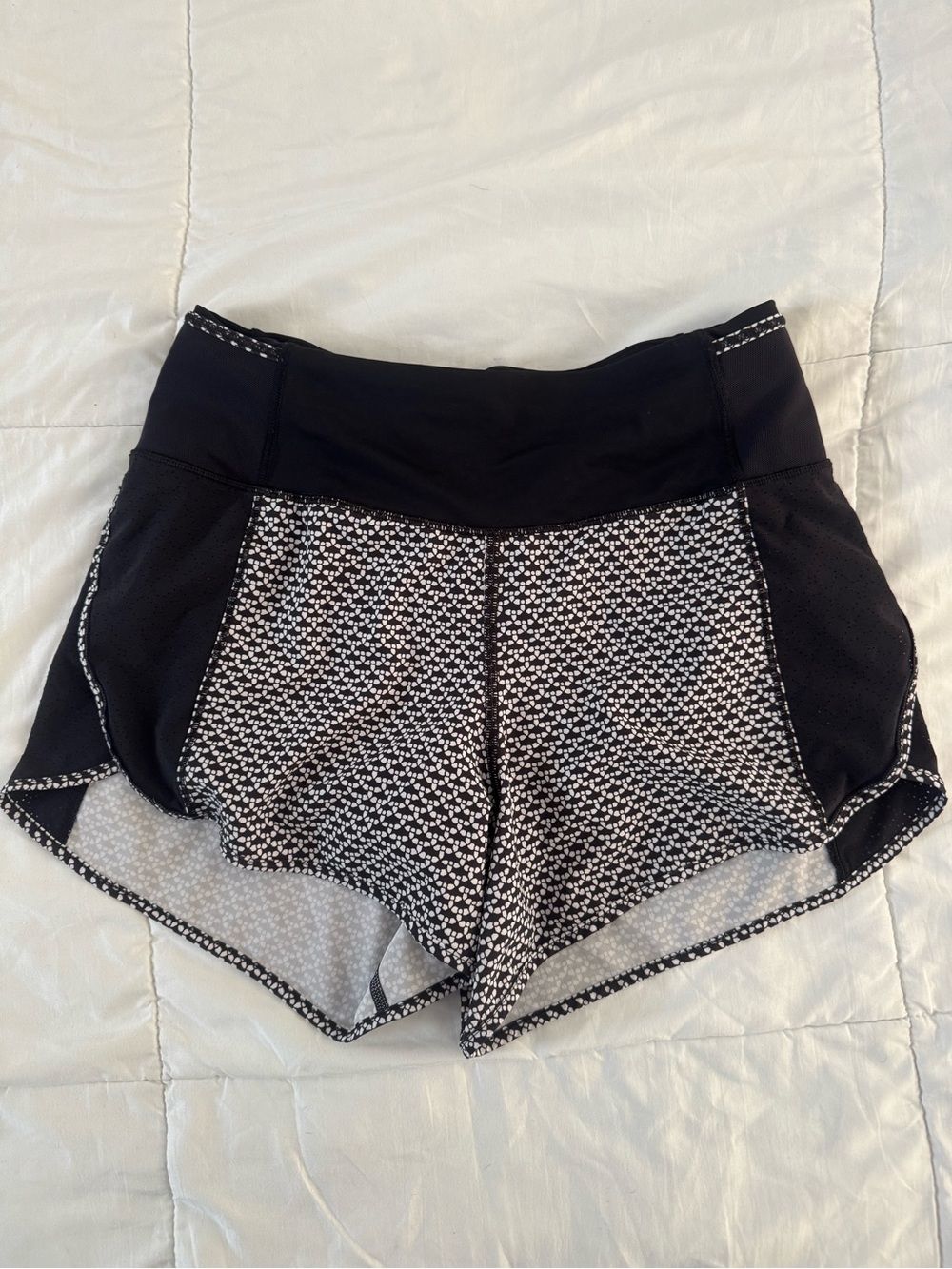 lululemon athletica Black & White Patterned Athletic Shorts